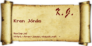 Kren Jónás névjegykártya
